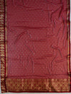 Banarasee Pure Chiffon Saree With Embroidery Work & Paisley Border-Deep Red