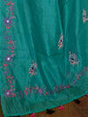 Banarasee Chanderi Cotton Hand-Embroidered Saree-Green