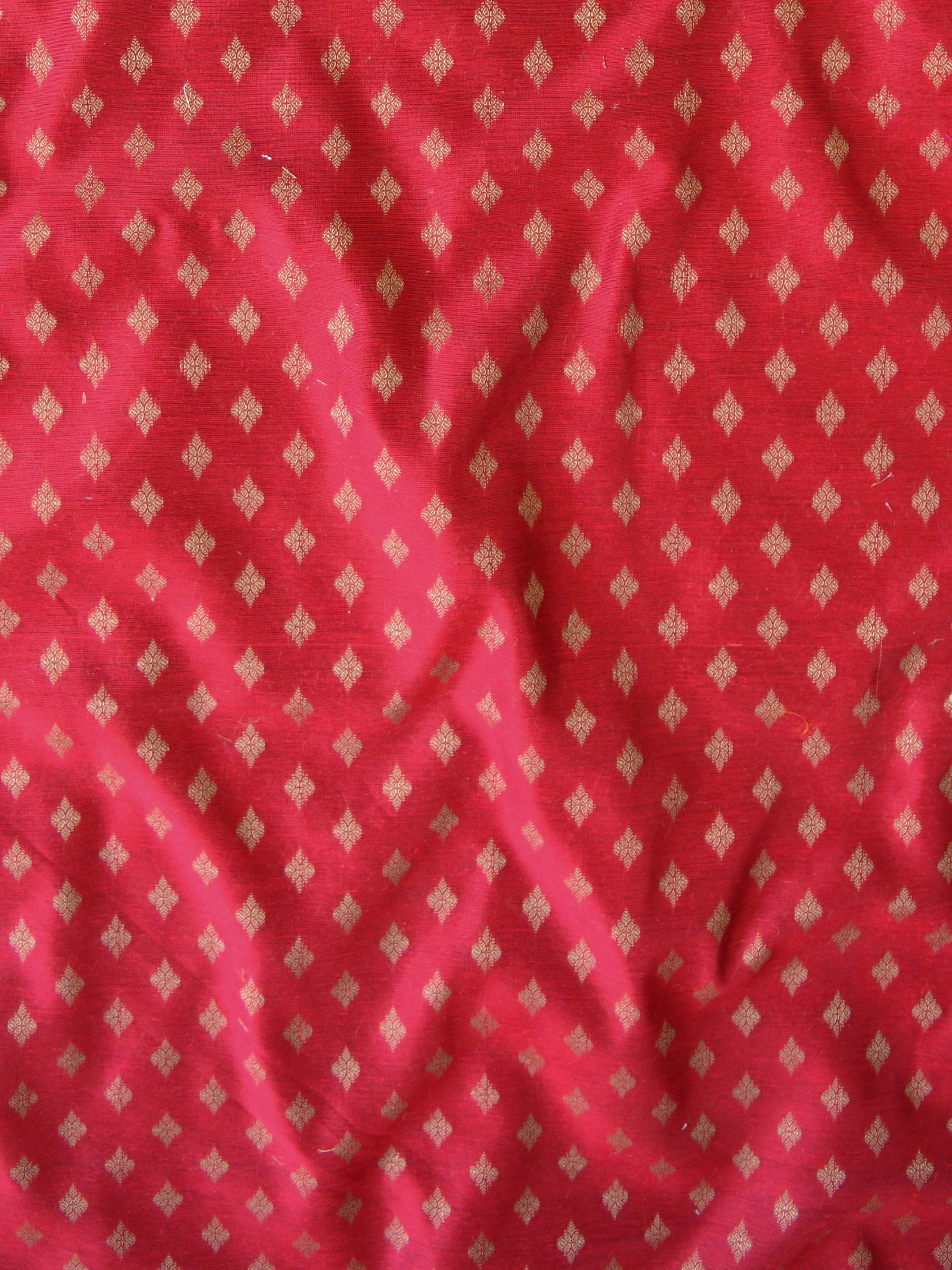 Banarasee Brocade Salwar Kameez Fabric With Organza Dupatta-Red & Black