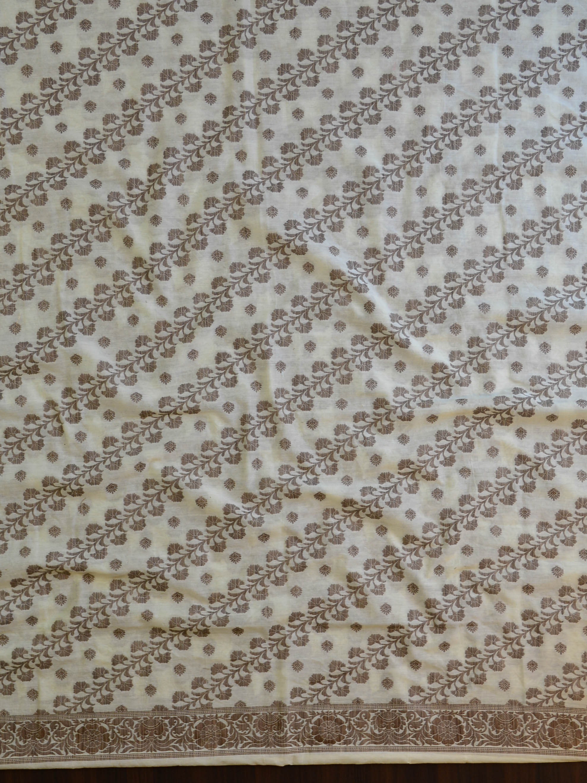 Banarasee Cotton Mix Ghichha Work Salwar Kameez Fabric With Dupatta-Off White