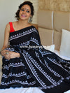 Handloom Mul Cotton Ajrakh Print Saree-Black
