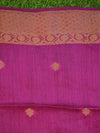 Banarasee Handwoven Pure Muga Silk Sari With Floral Border & Pallu-Gray