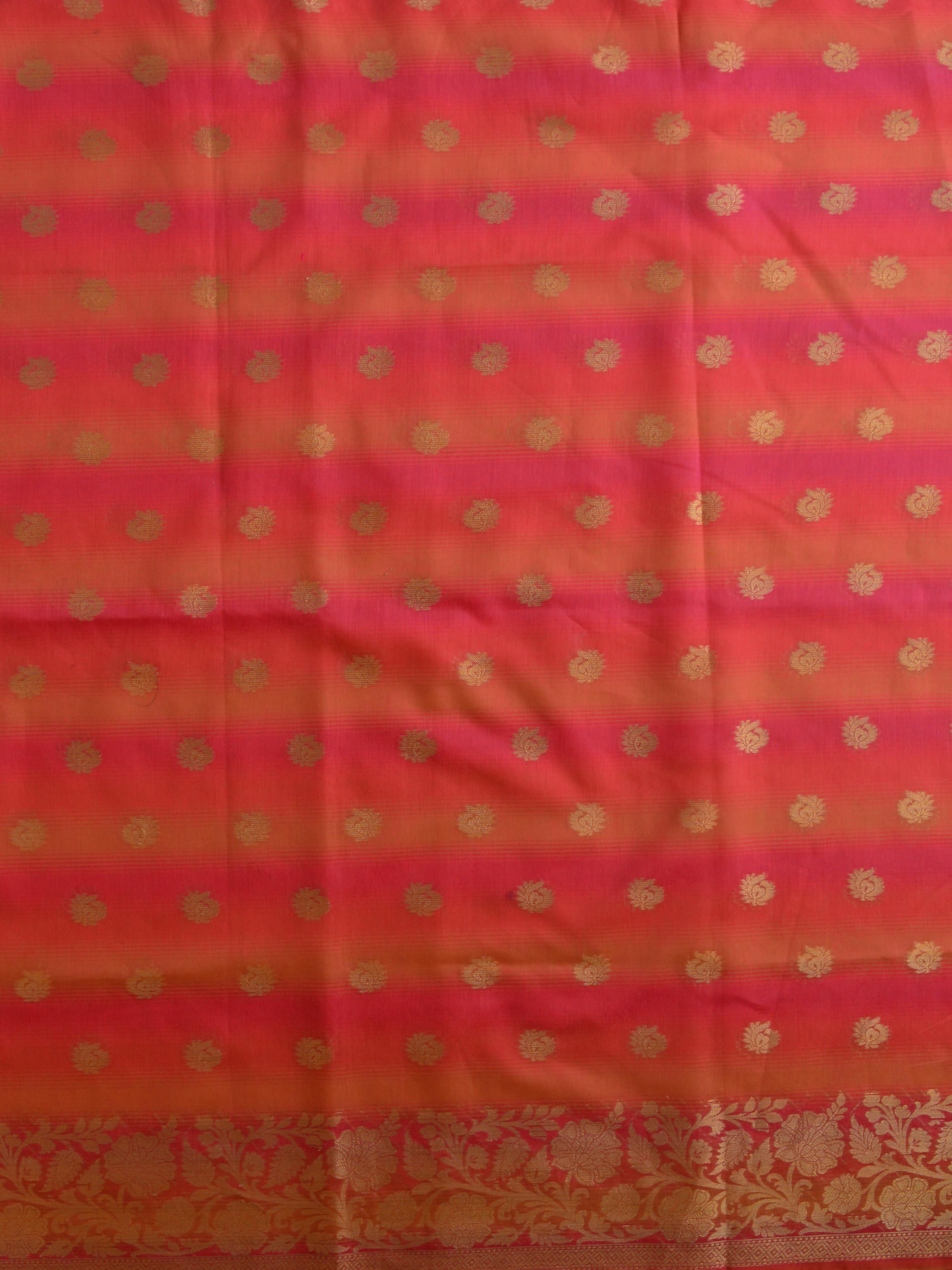 Banarasee Chanderi Cotton Stripes Salwar Kameez Fabric With Dupatta-Peach