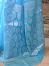 Banarasee Organza Mix Saree With Silver Zari-Sky Blue
