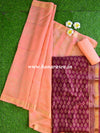 Maheshwari Silk Salwar Kameez Fabric & Dupatta With Bagru Hand-Print-Peach & wine
