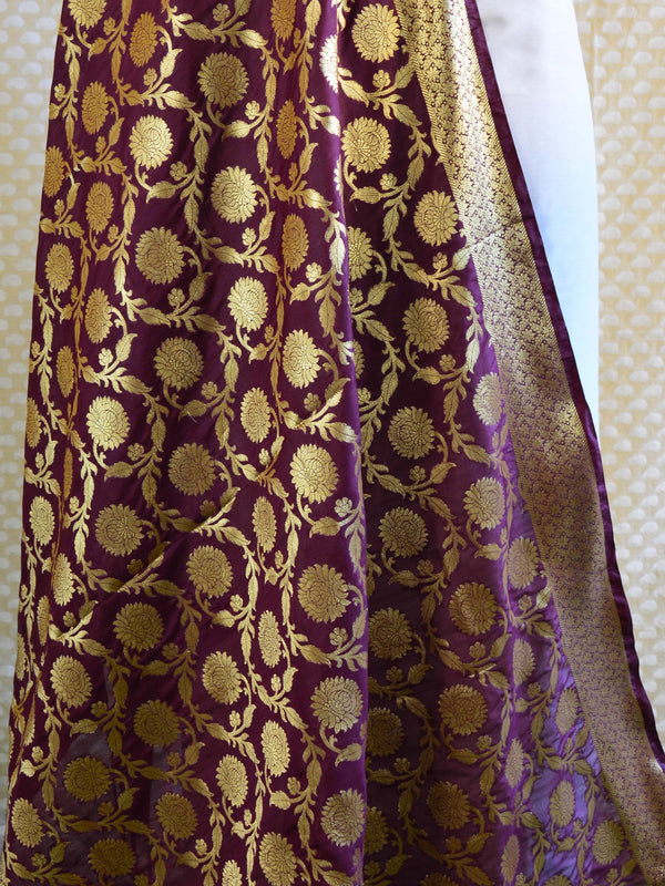 Banarasee Art Silk Dupatta Jaal Design-Wine