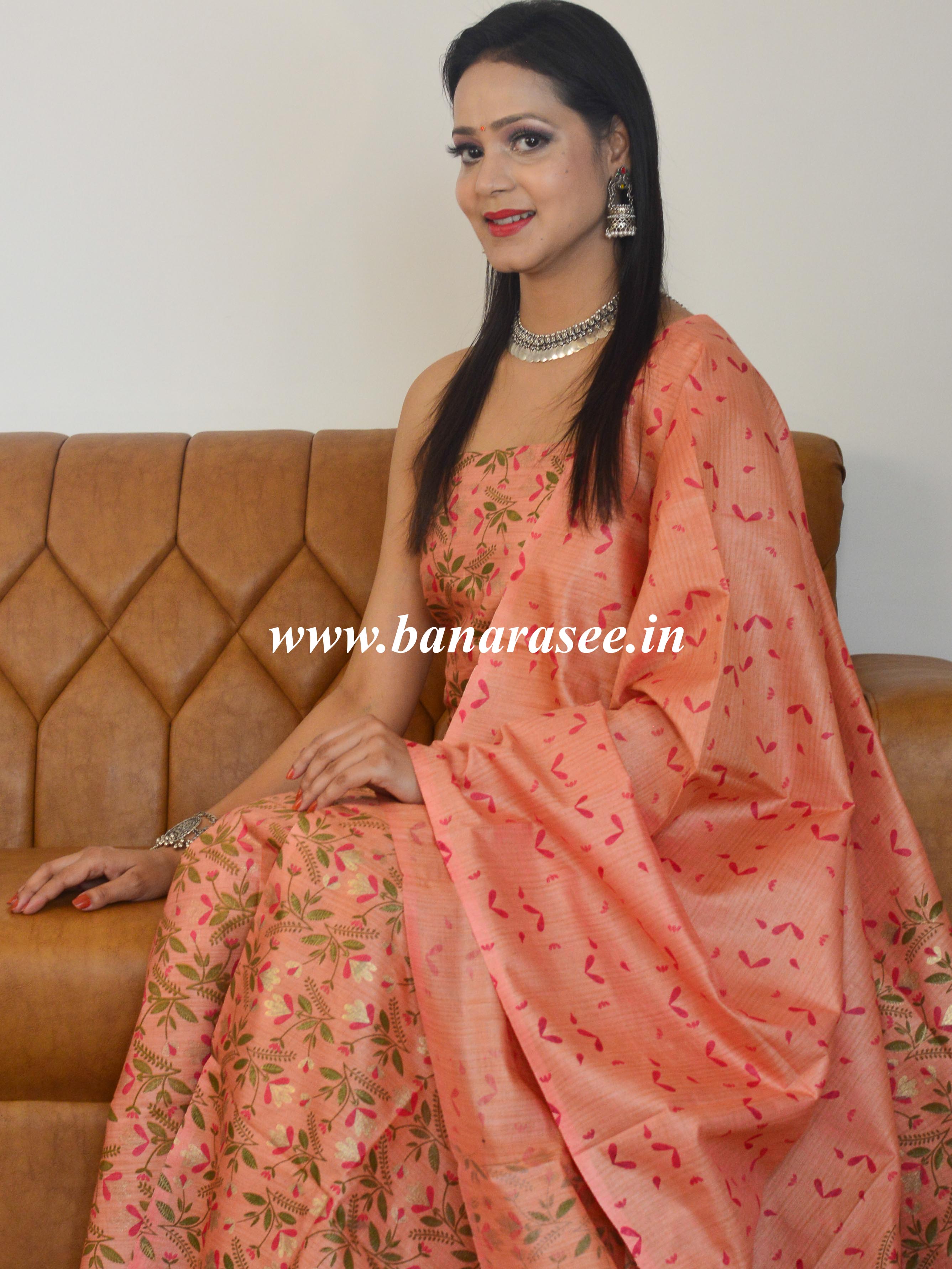 Handloom Block Printed Khadi Cotton Salwar Kameez Dupatta Set-Peach