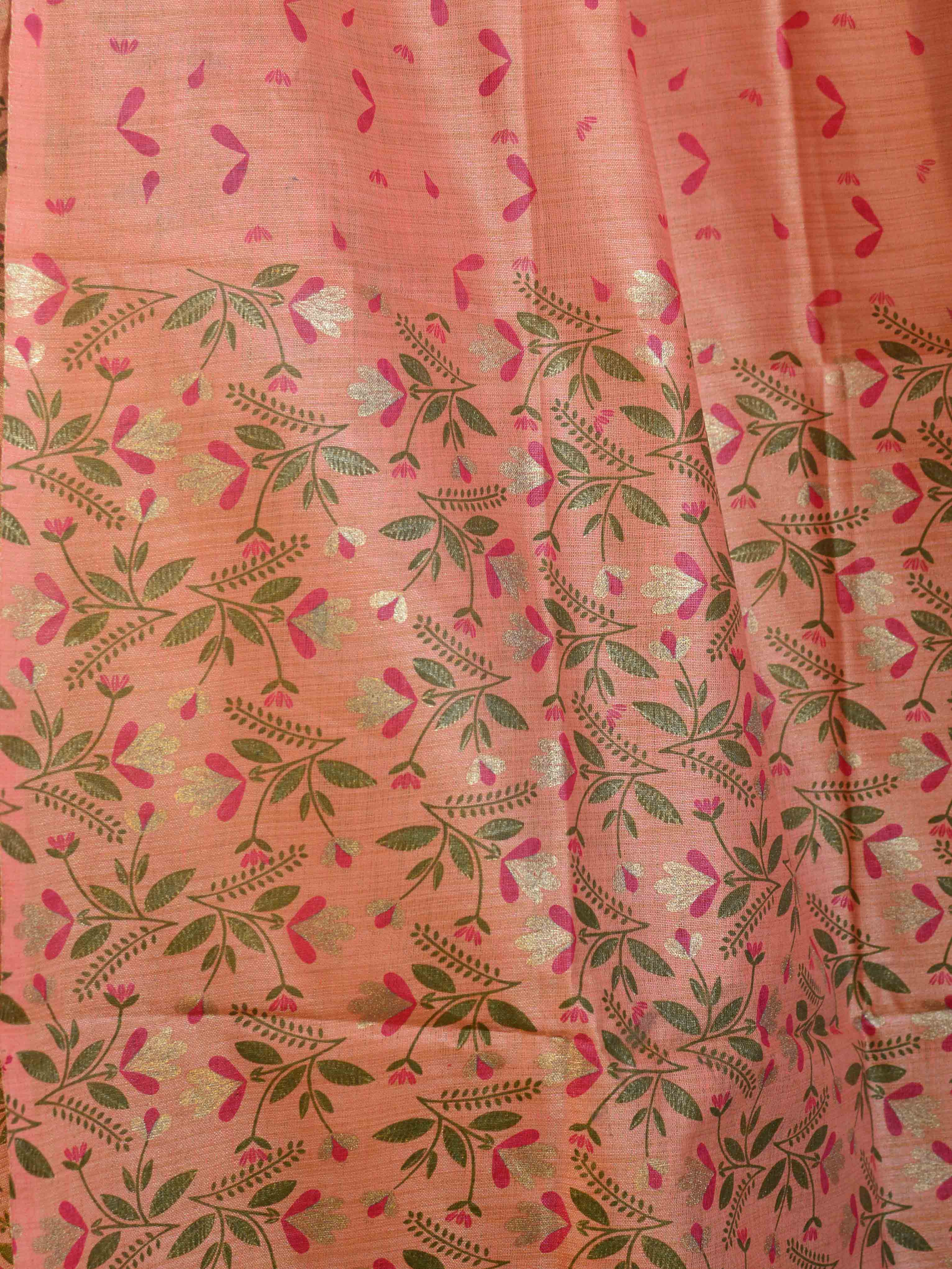 Handloom Block Printed Khadi Cotton Salwar Kameez Dupatta Set-Peach