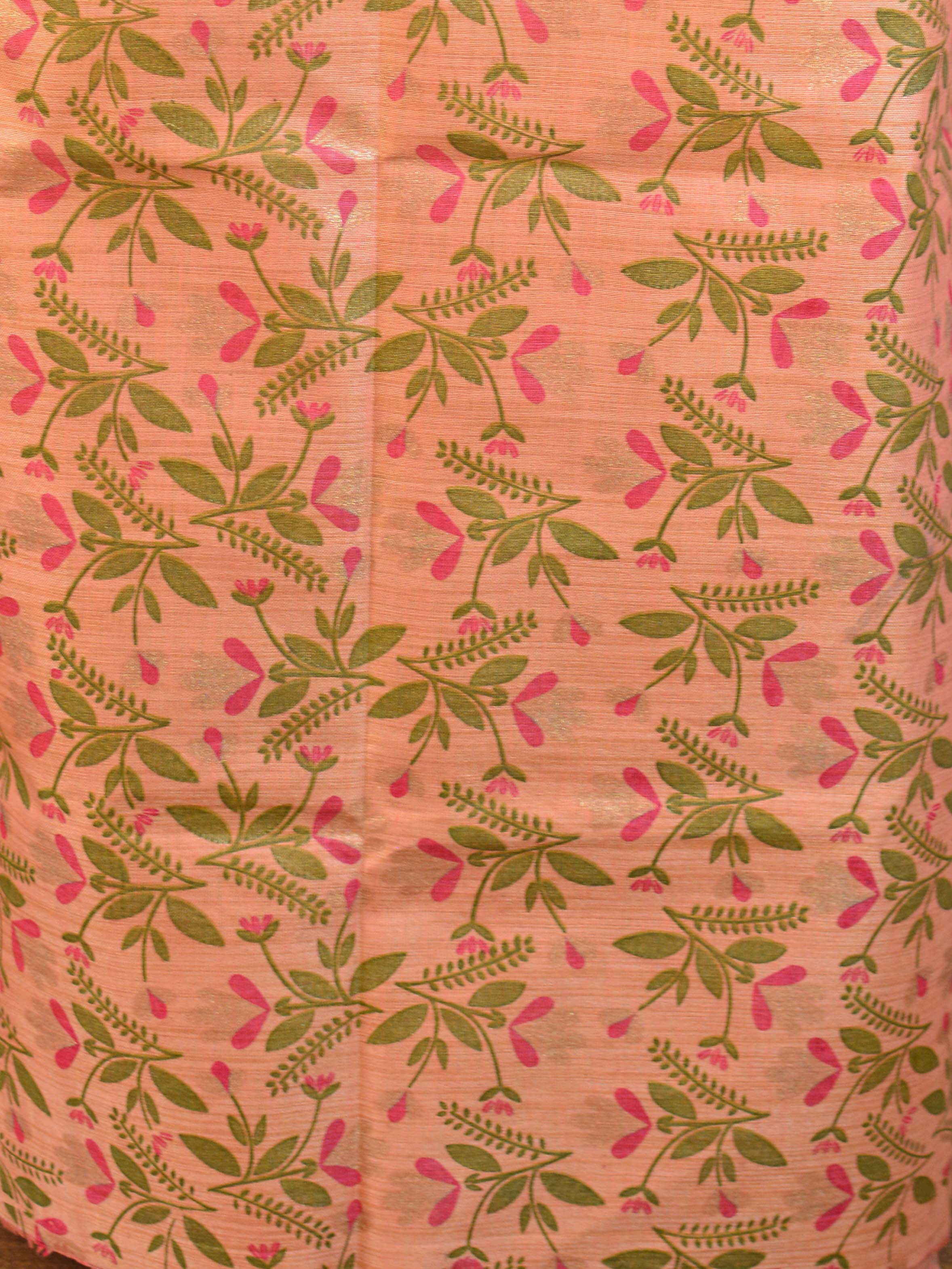 Handloom Block Printed Khadi Cotton Salwar Kameez Dupatta Set-Peach