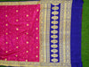 Banarasee Handloom Pure Katan Silk Sari With Skirt Border-Magenta