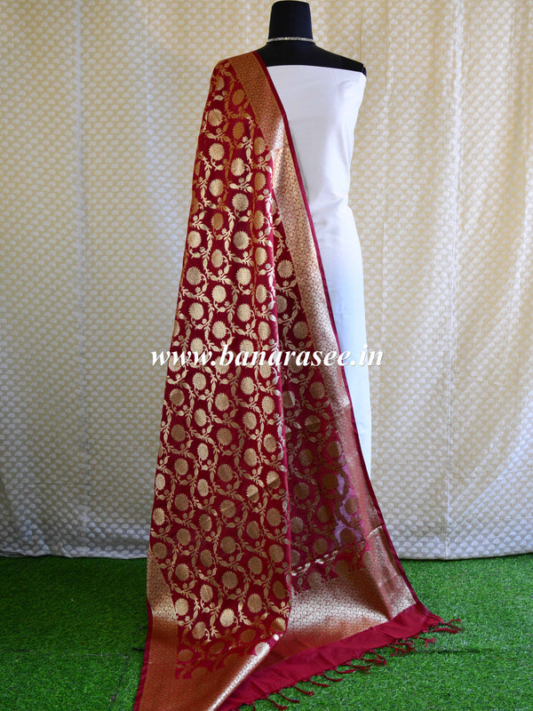 Banarasee Art Silk Dupatta Jaal Design-Maroon