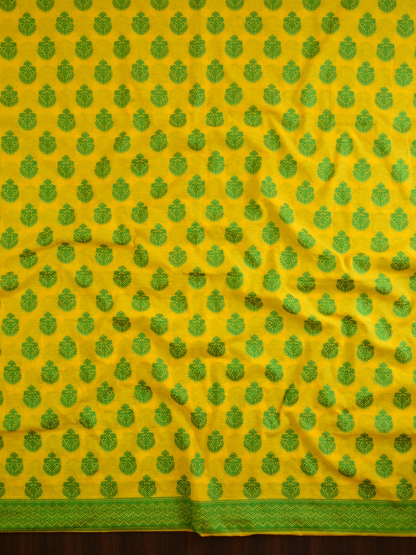 Banarasee Salwar Kameez Soft Cotton Resham Buti Fabric With Dupatta-Yellow & Grey