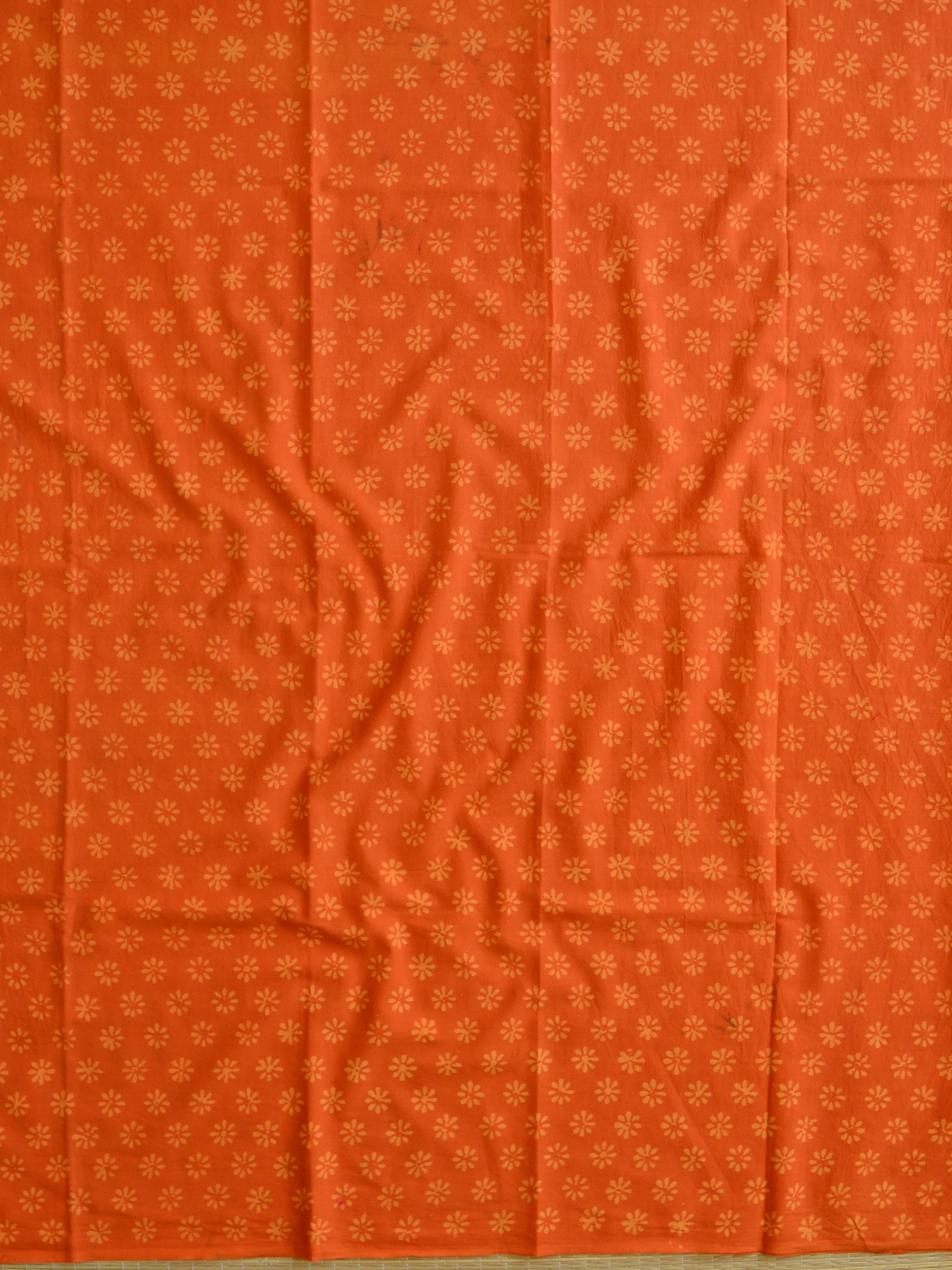 Handloom Mul Cotton Handblock Printed Suit Set-Orange & Pink