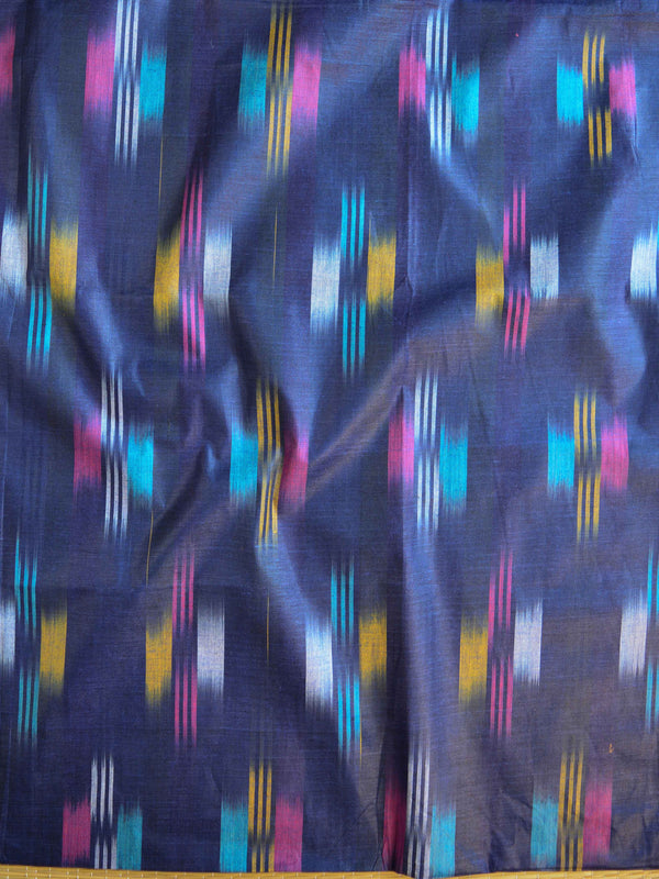 Bhagalpuri Pure Ikkat Kameez With Linen Cotton Shibori Dupatta-Blue