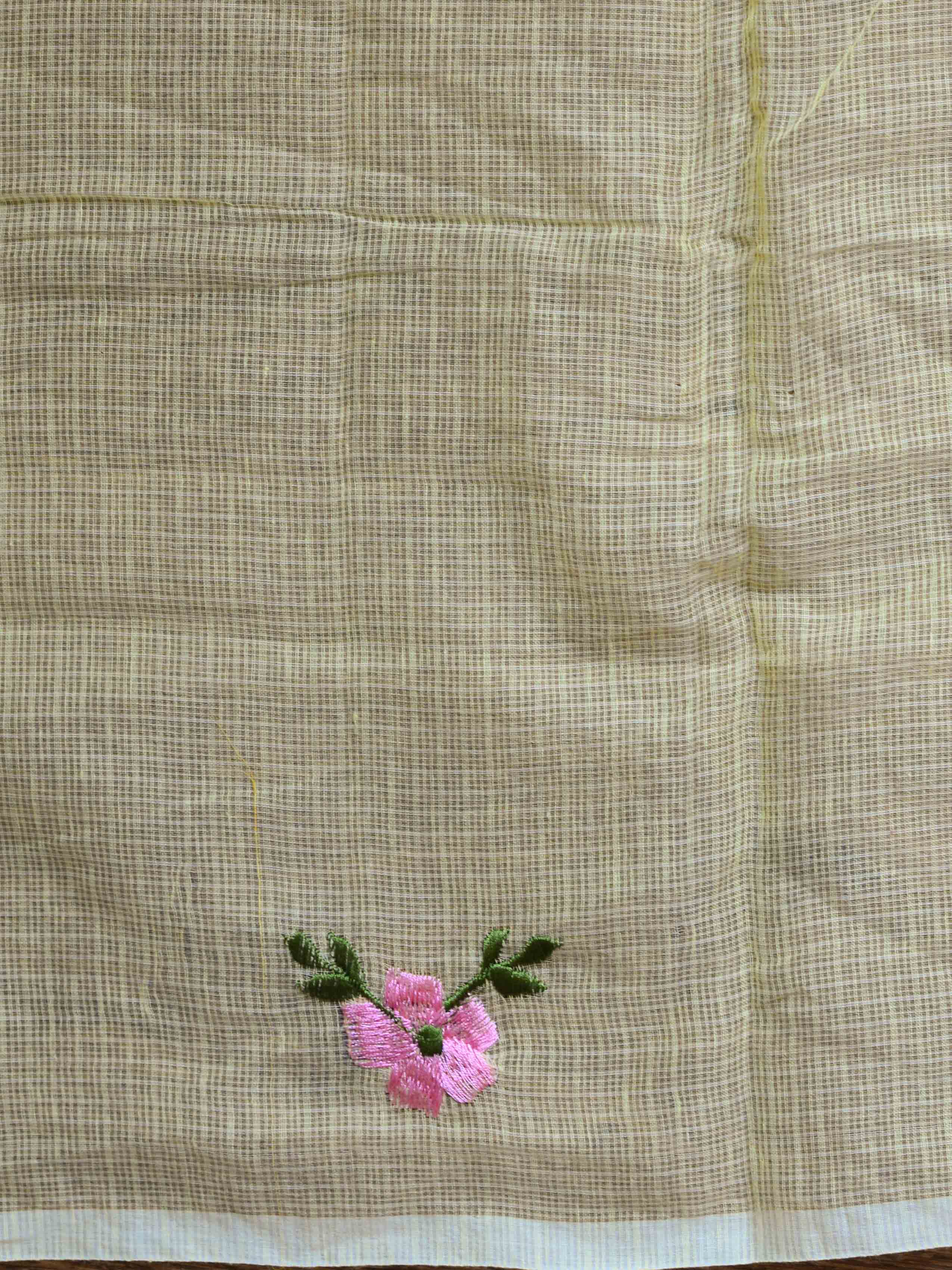 Kota Doria Cotton Mix Saree With Embroidery Work-Pink