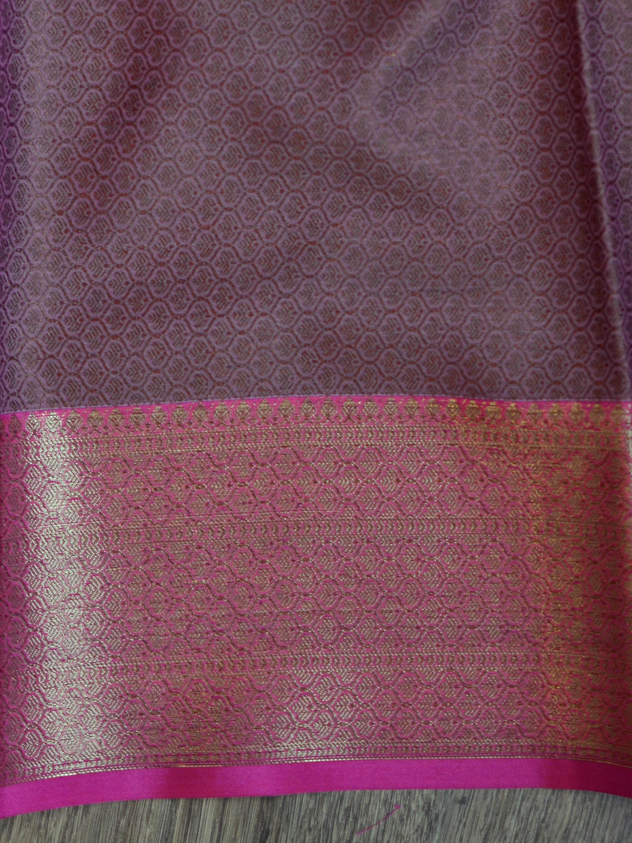 Banarasee Organza Mix Saree With Jaal Design & Floral Border-Blue