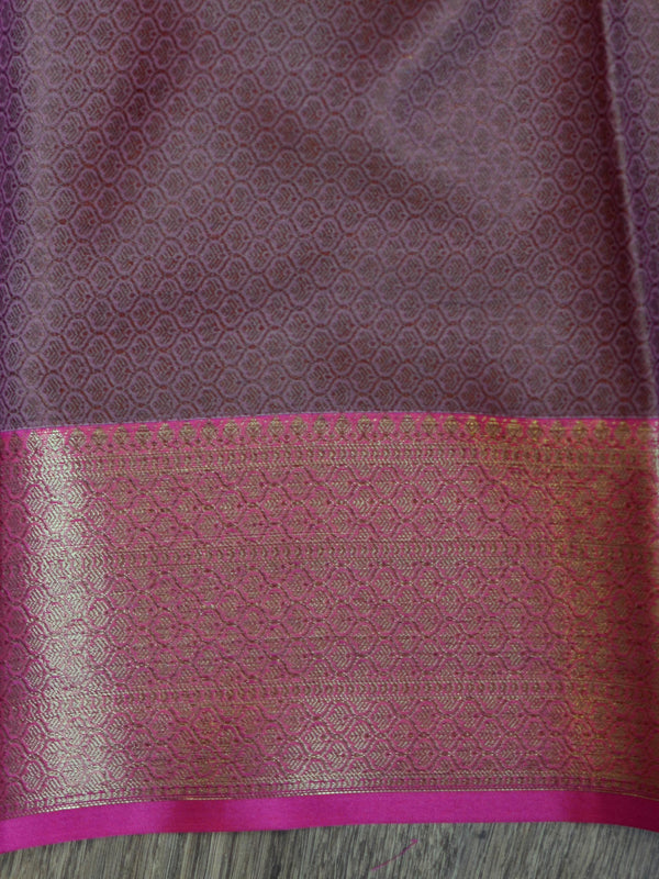 Banarasee Organza Mix Saree With Jaal Design & Floral Border-Blue