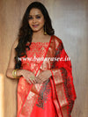 Banarasee Art Silk Salwar Kameez Fabric With Embroidered Chanderi Dupatta-Red