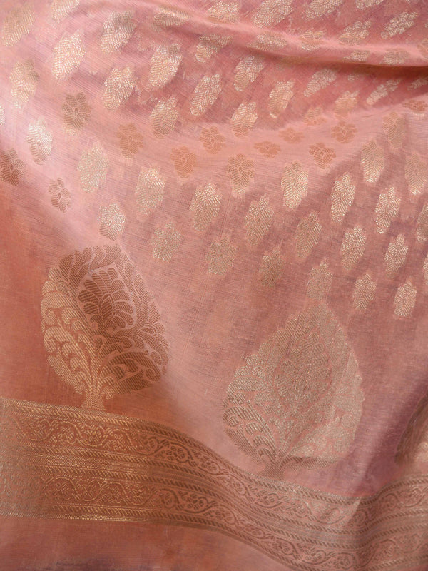 Banarasee Cotton Silk Salwar Kameez Fabric With Zari Work-Blue & Peach