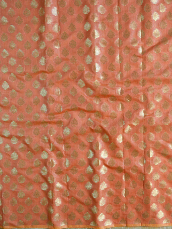 Banarasee Chanderi Cotton Buta Design Salwar Kameez Fabric With Contrast Dupatta-Pink & Orange