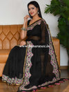 Banarasee Pure Organza Silk Saree With Embroidery-Black