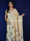 Handloom Block Printed Khadi Cotton Salwar Kameez Dupatta Set-Beige