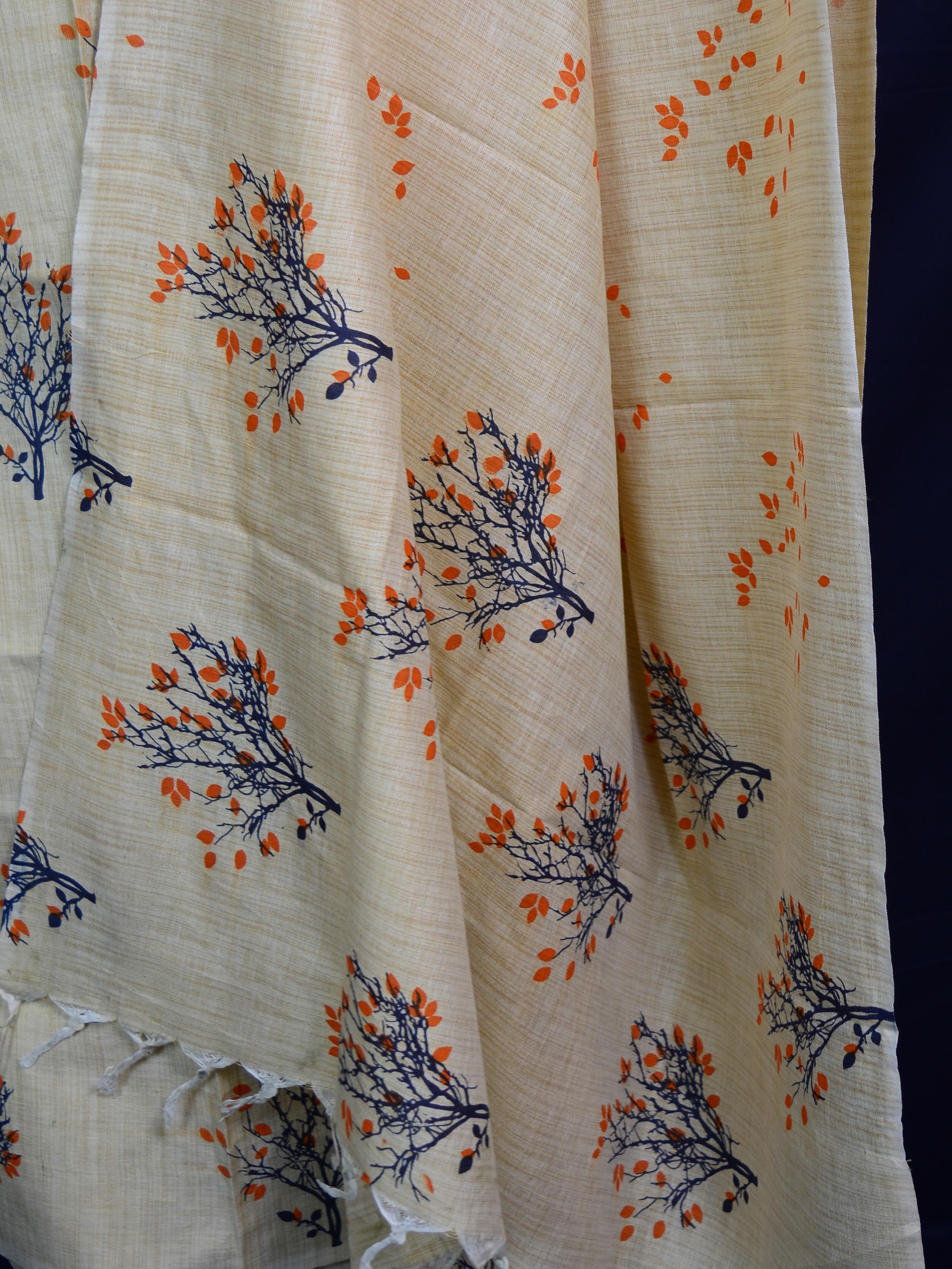 Handloom Block Printed Khadi Cotton Salwar Kameez Dupatta Set-Beige