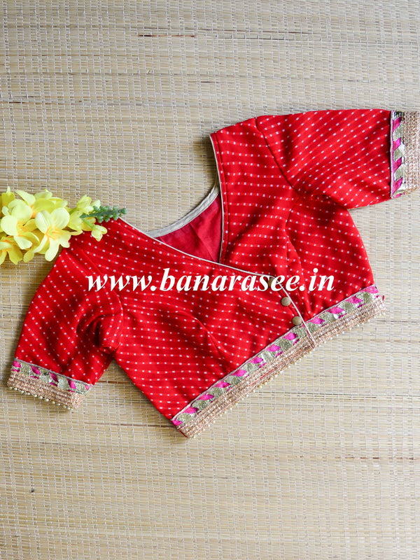 Banarasee Semi Georgette Fabric Blouse-Red