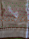 Handwoven Semi Silk Saree With Jaal Design & Silver Zari Border-Maroon