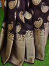 Banarasee Semi Silk Saree With Paisley Buti & Floral Pallu Design-Brown