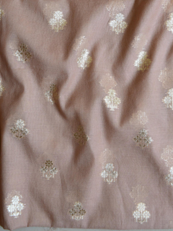 Banarasee Handloom Chanderi Silk Ombre Dyed Zari Work Salwar Kameez Dupatta Set-Fawn