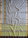 Banarasee Cotton Silk Saree With Embroidered Buta & Zari Border-Grey