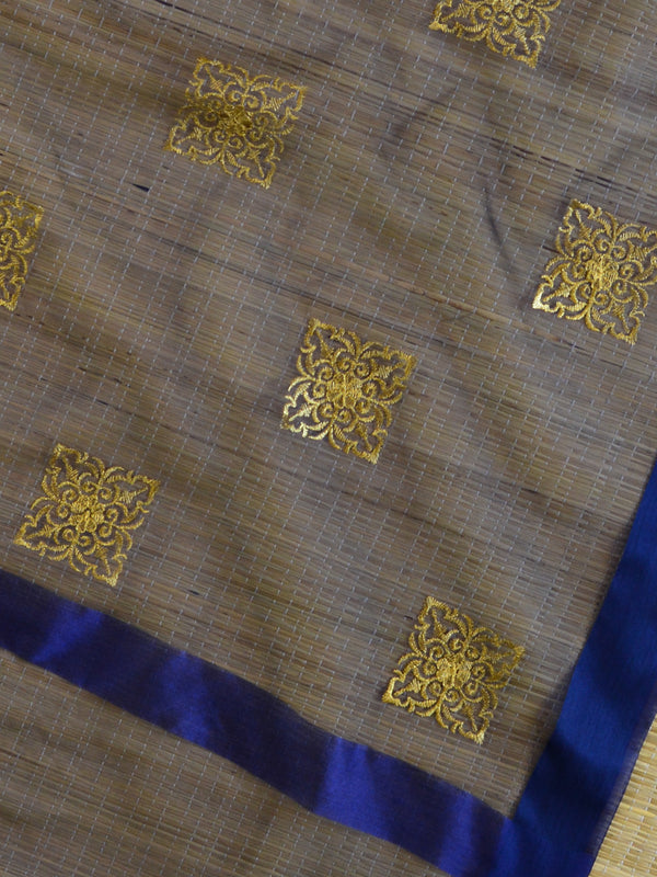 Banarasee Embroidered Gold Buta Design Organza Dupatta-Blue
