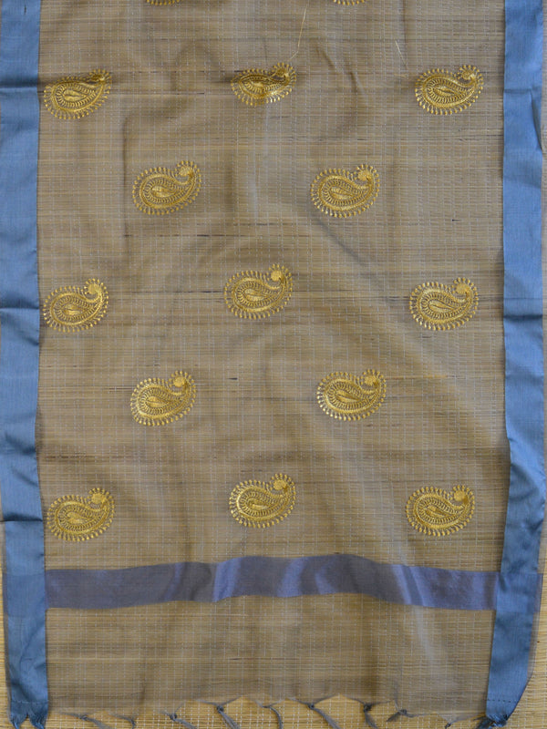 Banarasee Embroidered Gold Buta Design Organza Dupatta-Grey