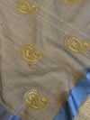 Banarasee Embroidered Gold Buta Design Organza Dupatta-Grey