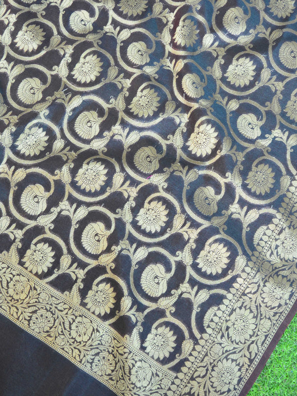 Banarasee Art Silk Zari Buti Salwar Kameez Fabric With Dupatta-Green