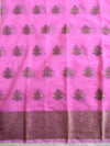 Banarasee Chanderi Cotton Salwar Kameez Fabric With Ghiccha Work-Pink
