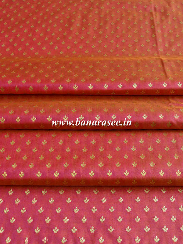 Banarasee Semi Katan Silk Buti Design Fabric-Peach