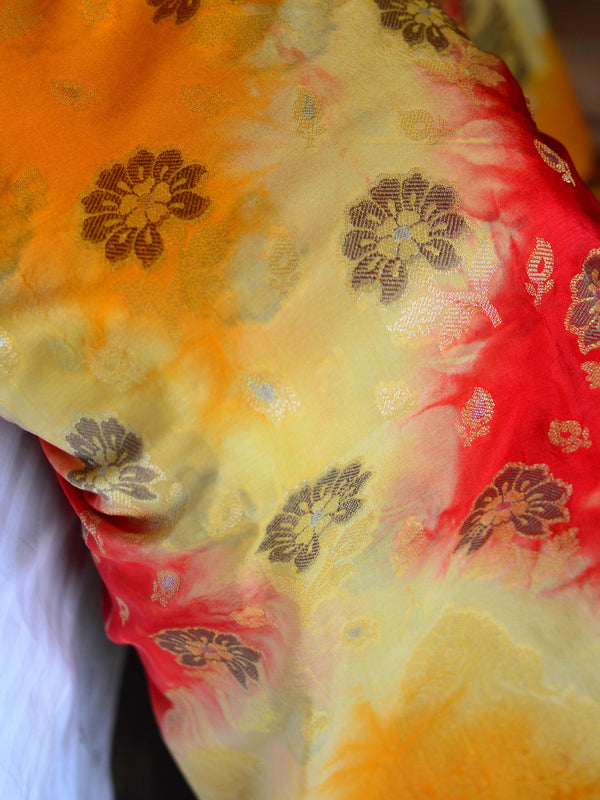 Banarasee Salwar Kameez Glossy Semi Silk Shibori Dye Fabric-Multicolor