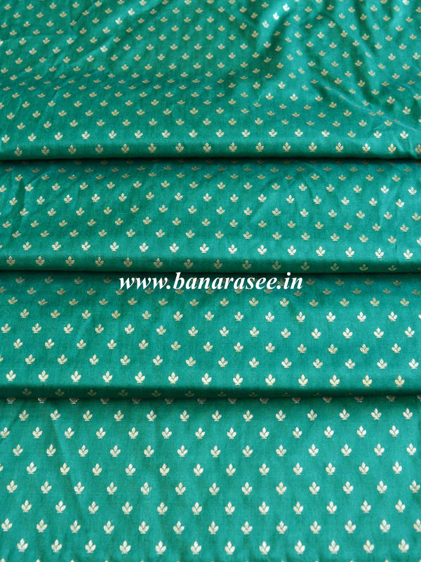 Banarasee Semi Katan Silk Buti Design Fabric-Green
