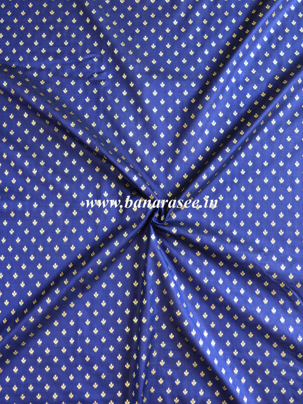 Banarasee Semi Katan Silk Buti Design Fabric-Blue