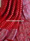 Banarasee Pure Chiffon Saree With Silver Zari Work-Red