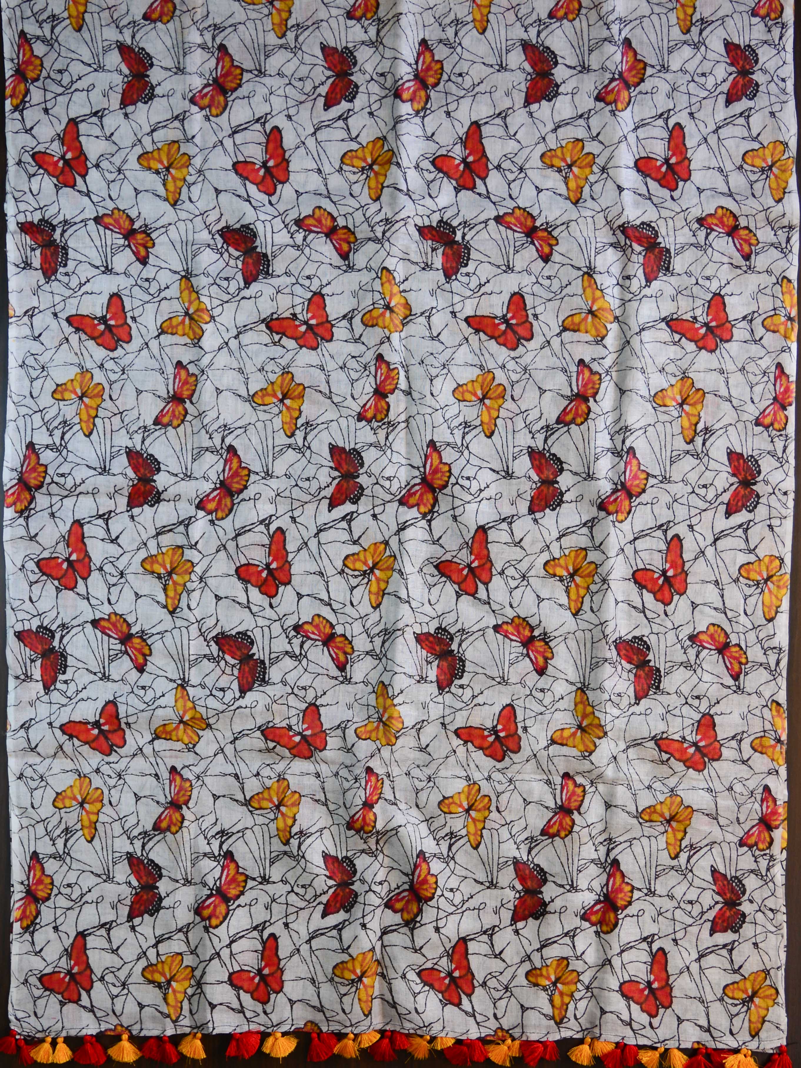 Bhagalpur Linen Cotton Dupatta-White