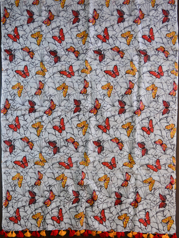 Bhagalpur Linen Cotton Dupatta-White