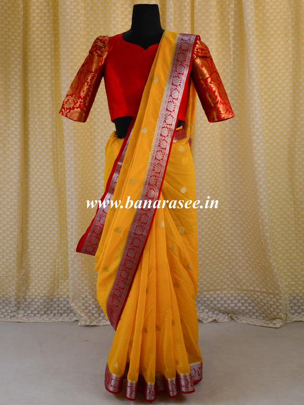 Banarasee Pure Silk Brocade Fabric Blouse-Red