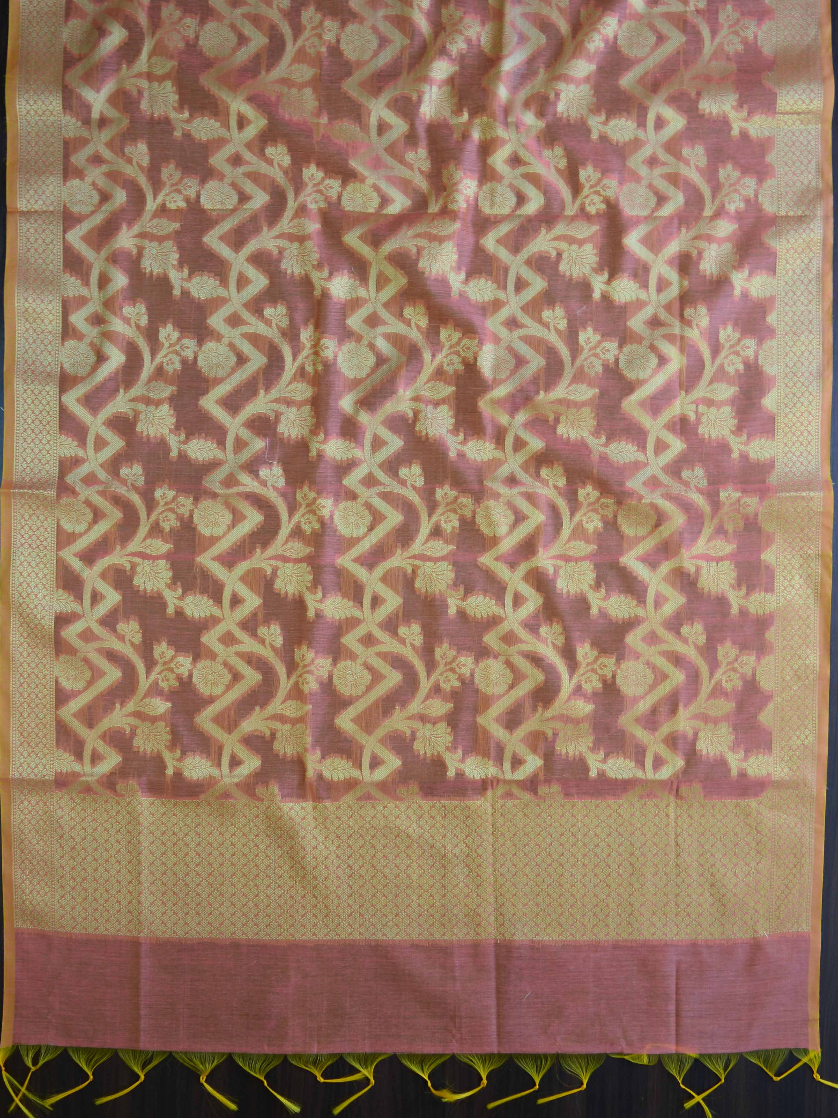 Banarasee Chanderi Cotton Buta Design Salwar Kameez Fabric & Dupatta-Peach