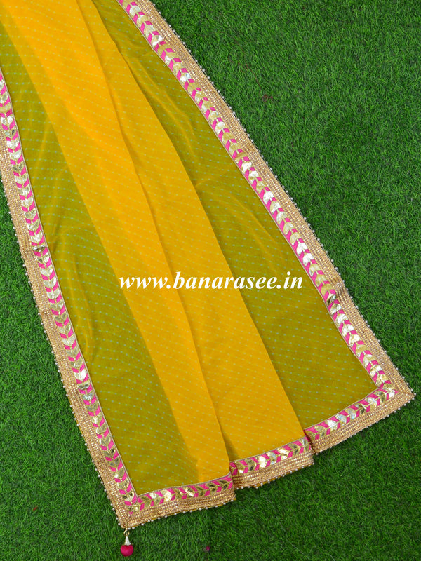 Chiffon Leheriya Gotapatti Dupatta-Yellow