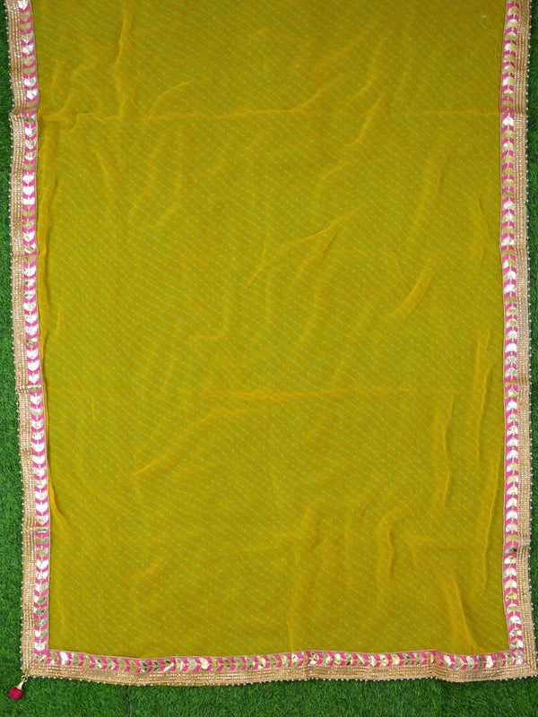 Chiffon Leheriya Gotapatti Dupatta-Yellow