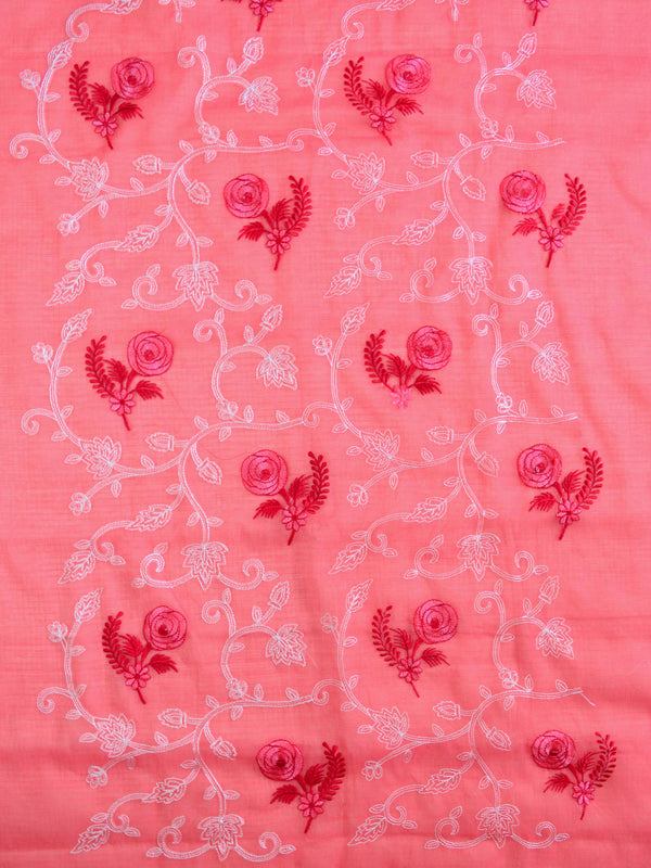 Banarase Kota Doria Heavy Hand-Embroidered Salwar Kameez Dupatta Set-Peach