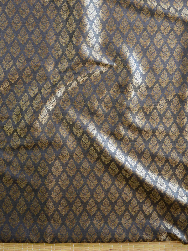 Banarasee Brocade Salwar Kameez Fabric With Cotton Silk Dupatta-Black & Blue